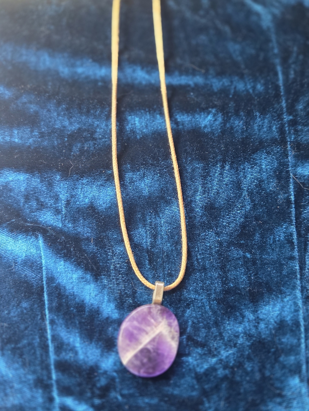 Gold Tone Necklace with Purple Stone Pendant